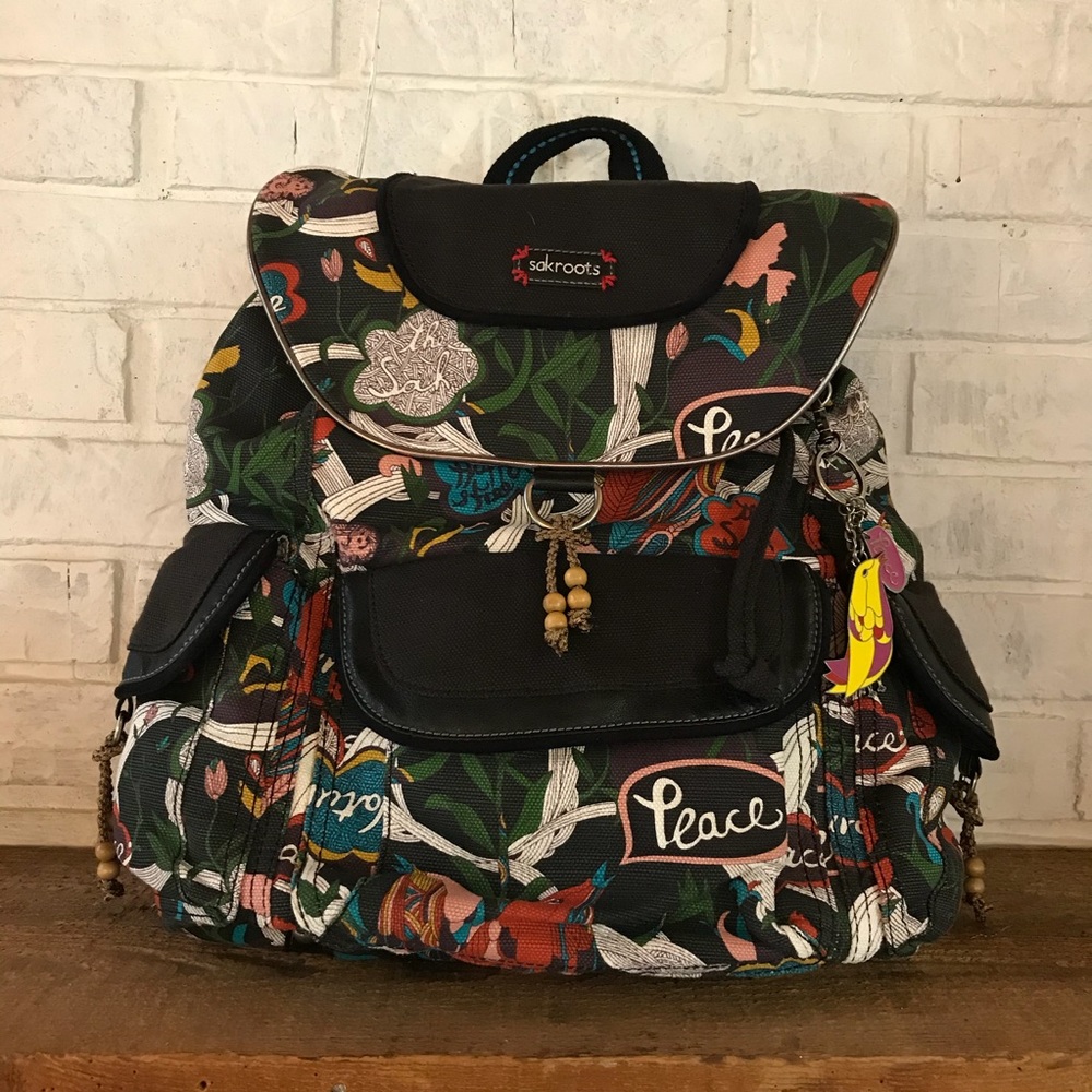 SakRoots Backpack NWOT Black Boho Peace (Copy)